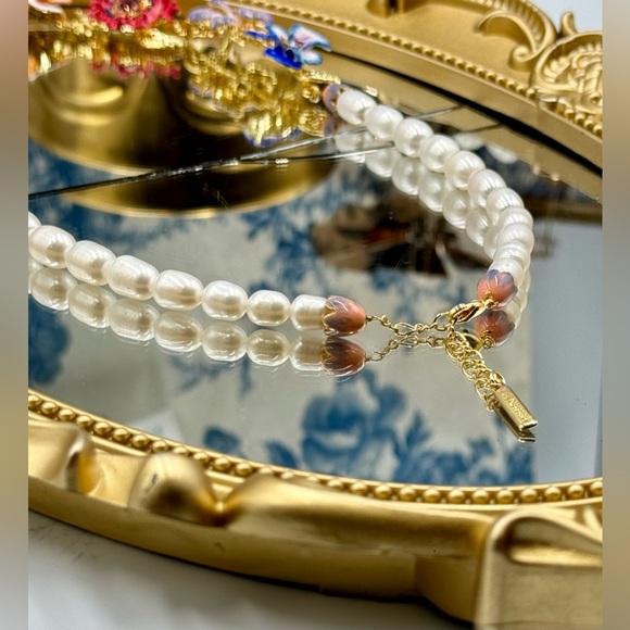 🆕 LES NEREIDES 🧿 NIB Mille Pensees Necklace, Mille Pensees Flowers and Pearl - Picture 7 of 16